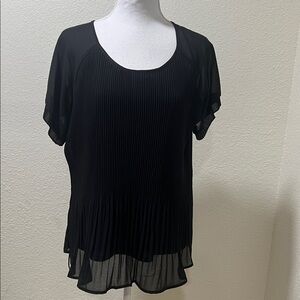 NY colecction petite Elegant Black Pleated Women's Blouse